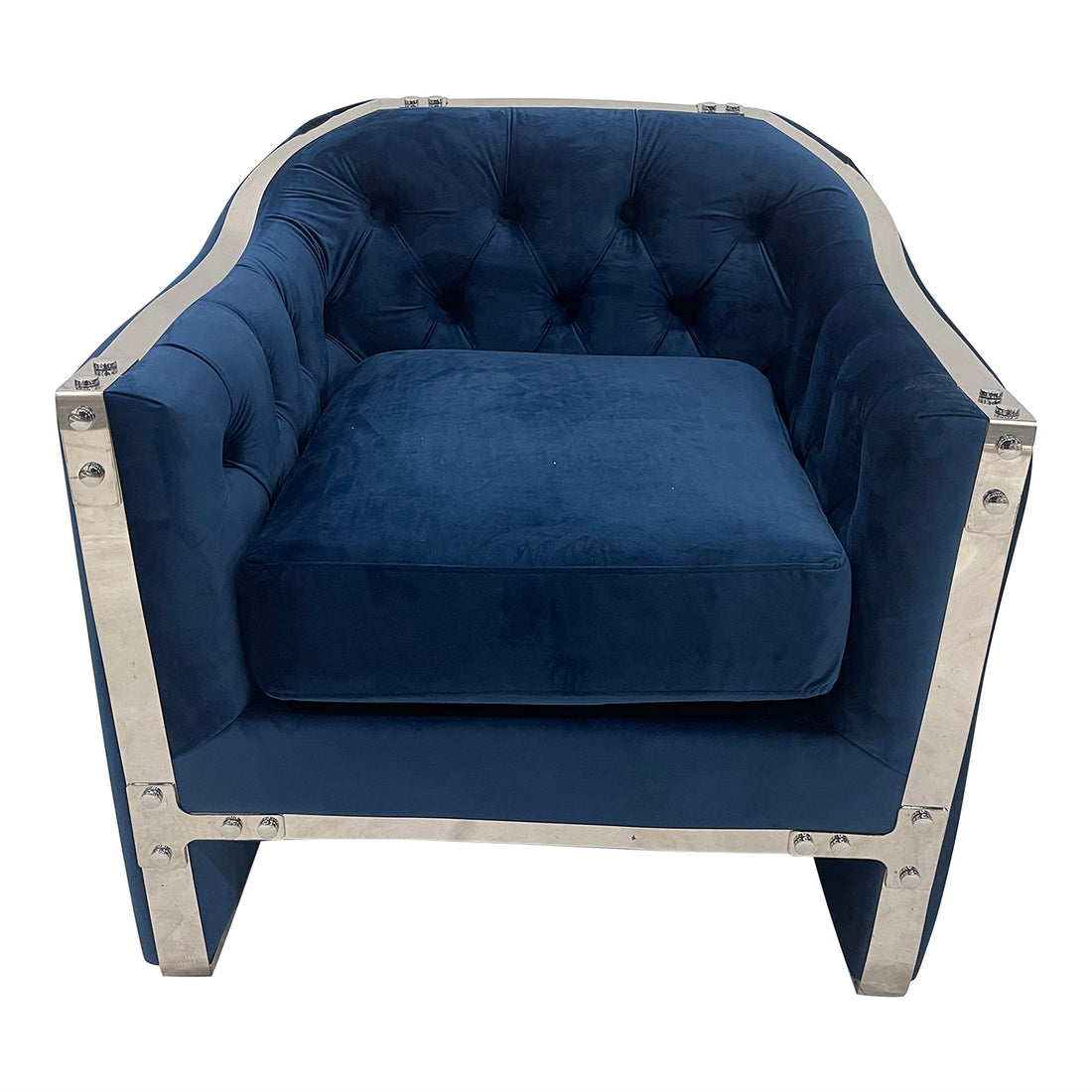 Navy And Silver Sofa Chair Navy Stainless Steel Velvet