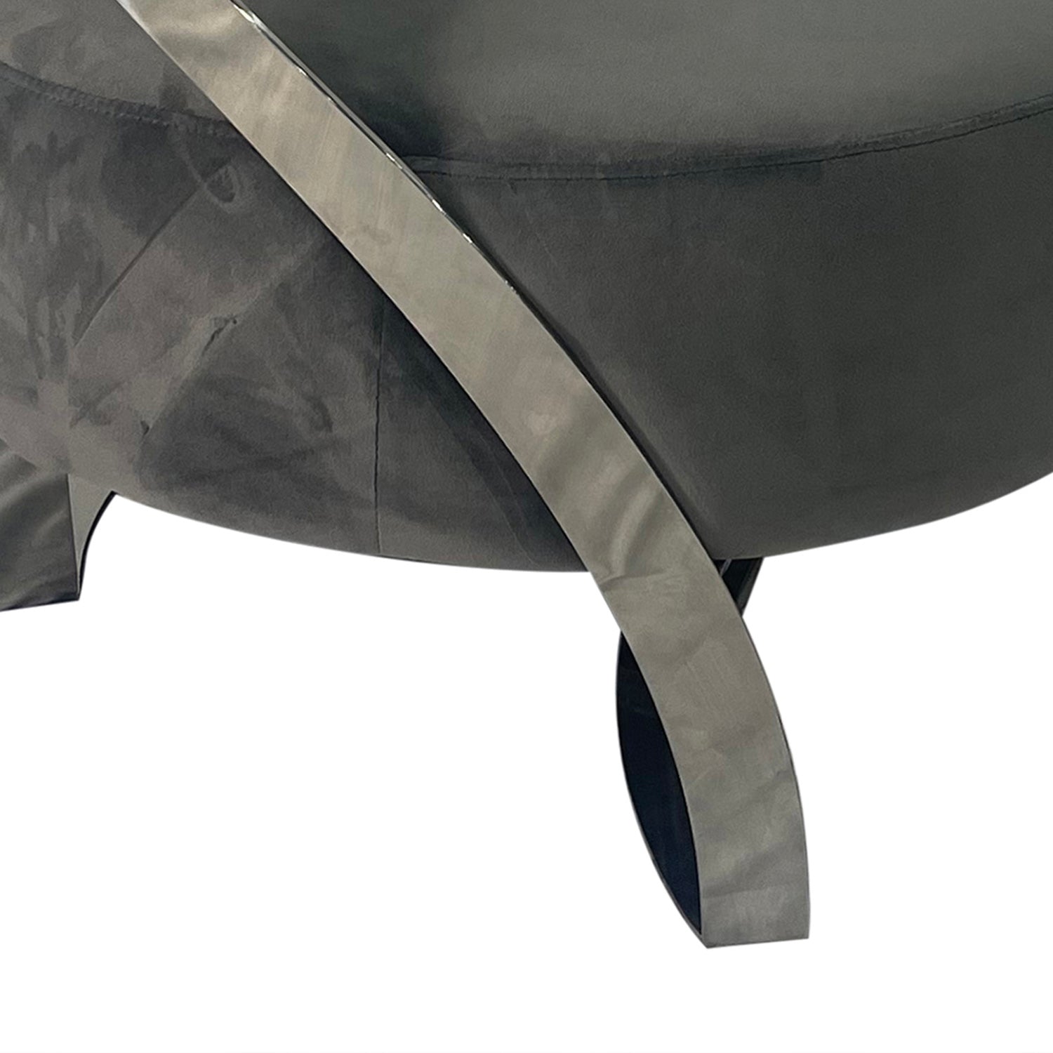 Ashy Grey And Silver Sofa Chair Grey Stainless Steel Velvet