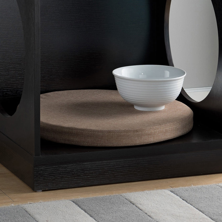 Circle Design Comfortable Pet End Table With Removable Mat In Red Cocoa Espresso Particle Board