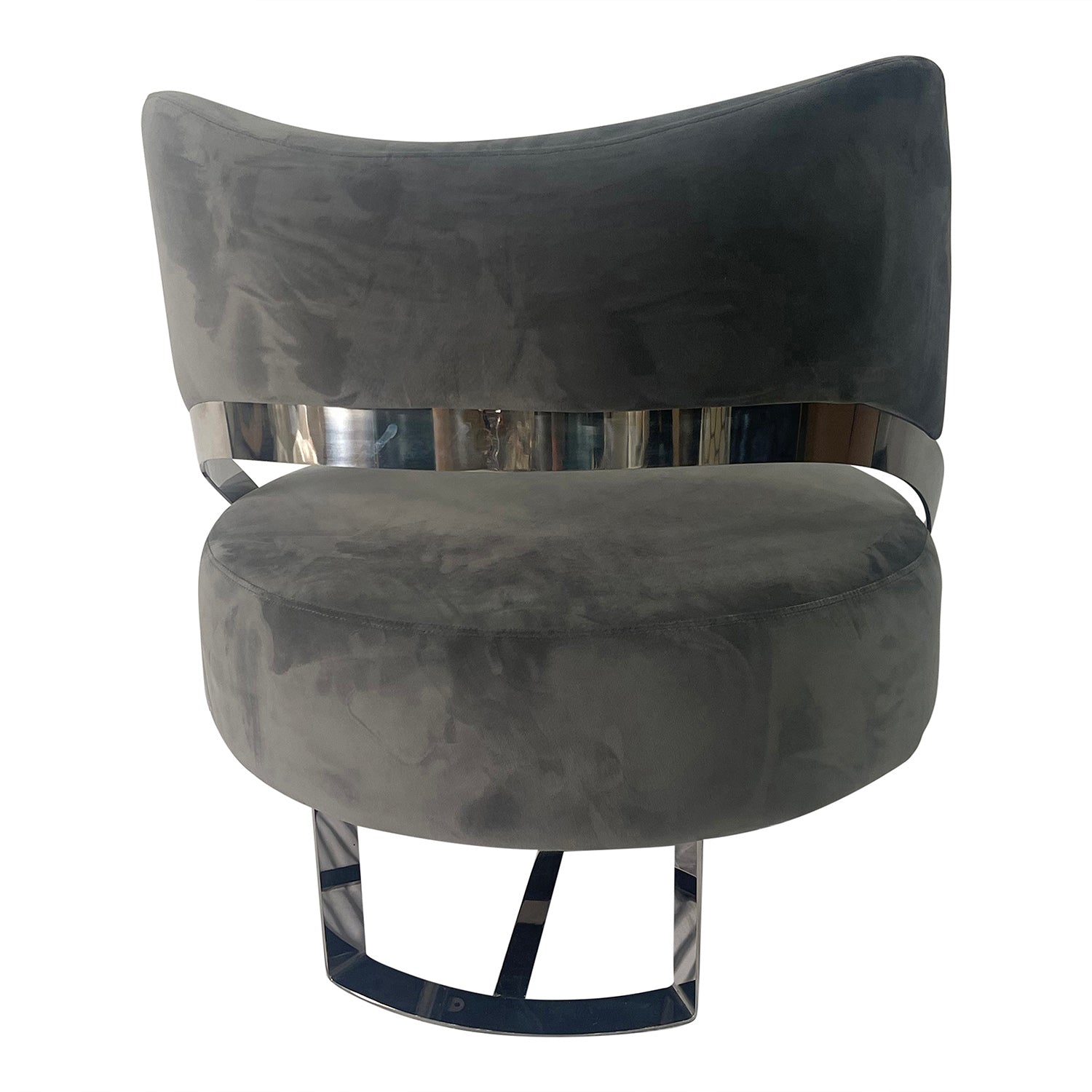 Ashy Grey And Silver Sofa Chair Grey Stainless Steel Velvet