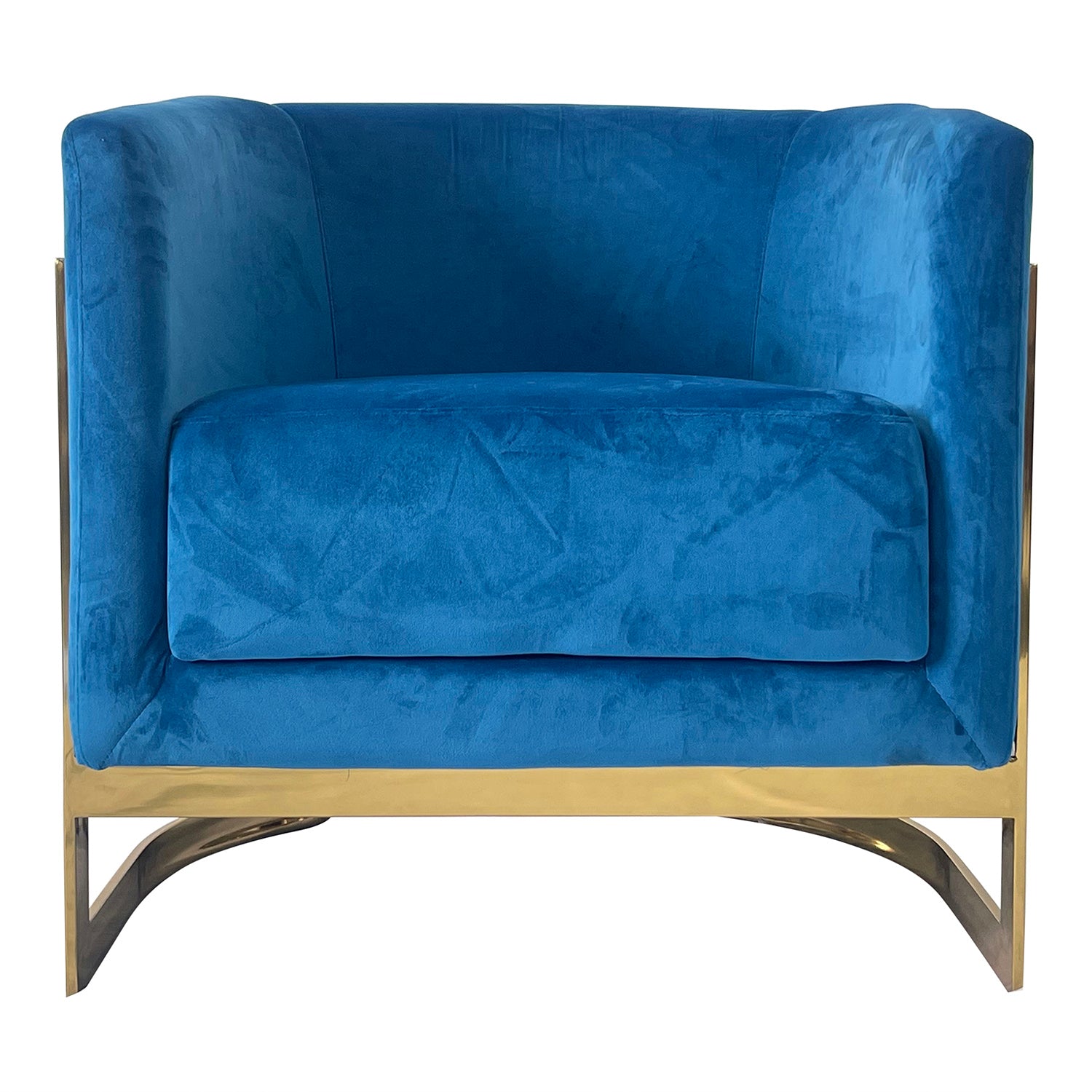 Blue And Gold Sofa Chair Blue Stainless Steel Velvet