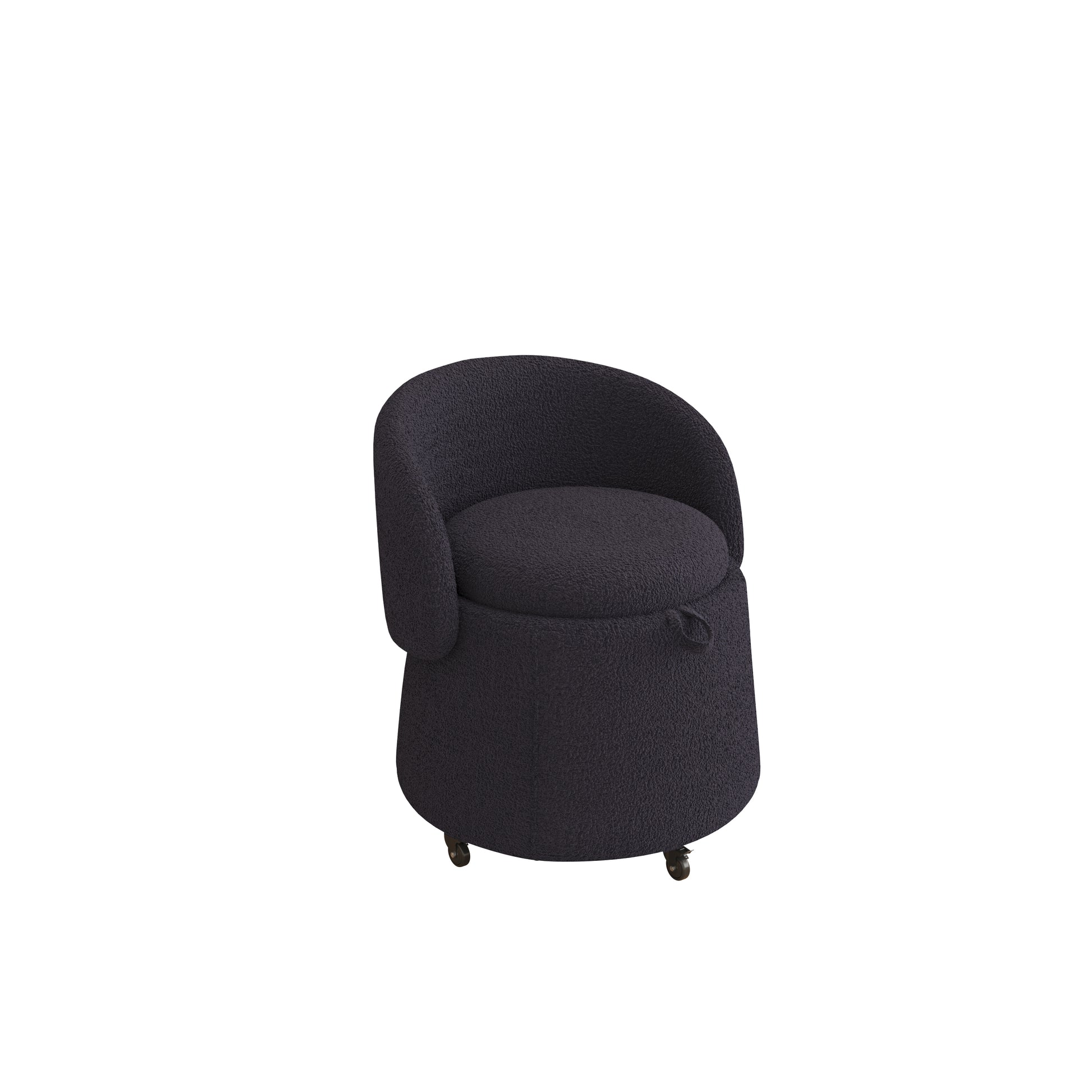 Multi Functional Stool Can Be Moved For Storage,Teddy Fleece Bedroom And Living Room Gray Polyester Blend