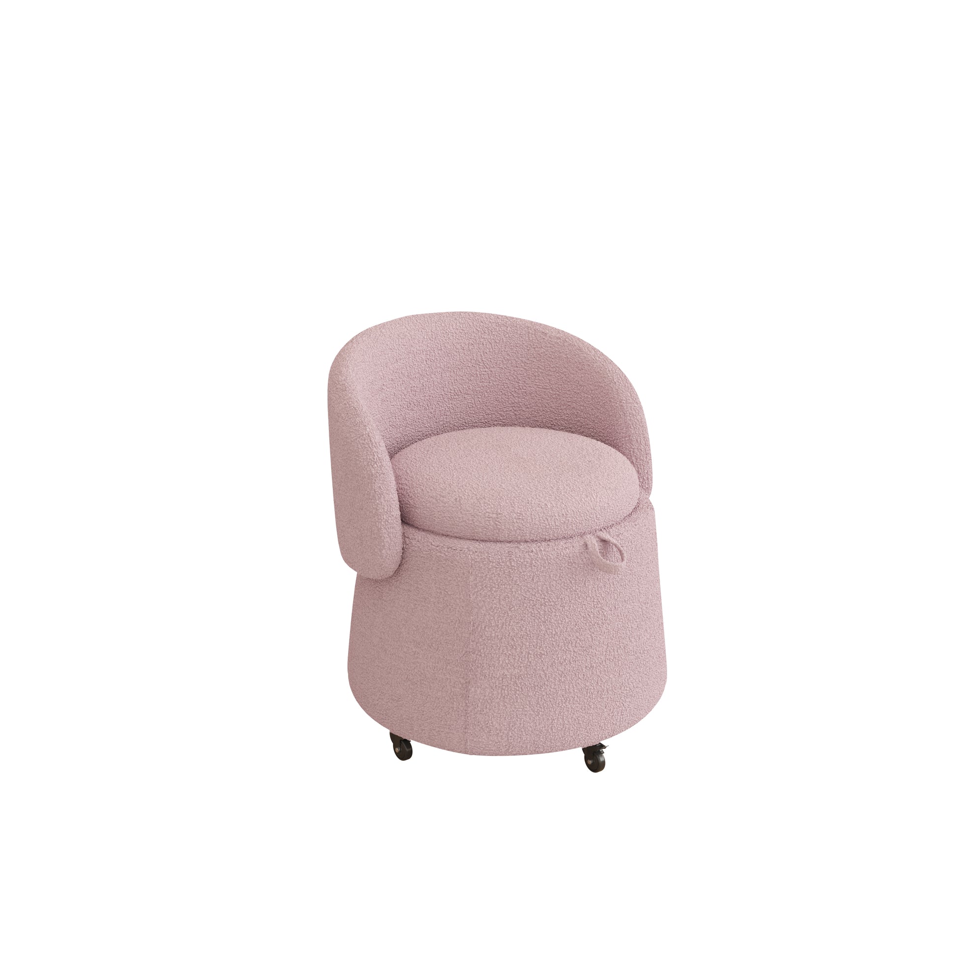 Multi Functional Stool 23 Inches Movable Storage, Pink Teddy Fleece Everywhere In The Bedroom And Living Room Pink Teddy Polyester Blend