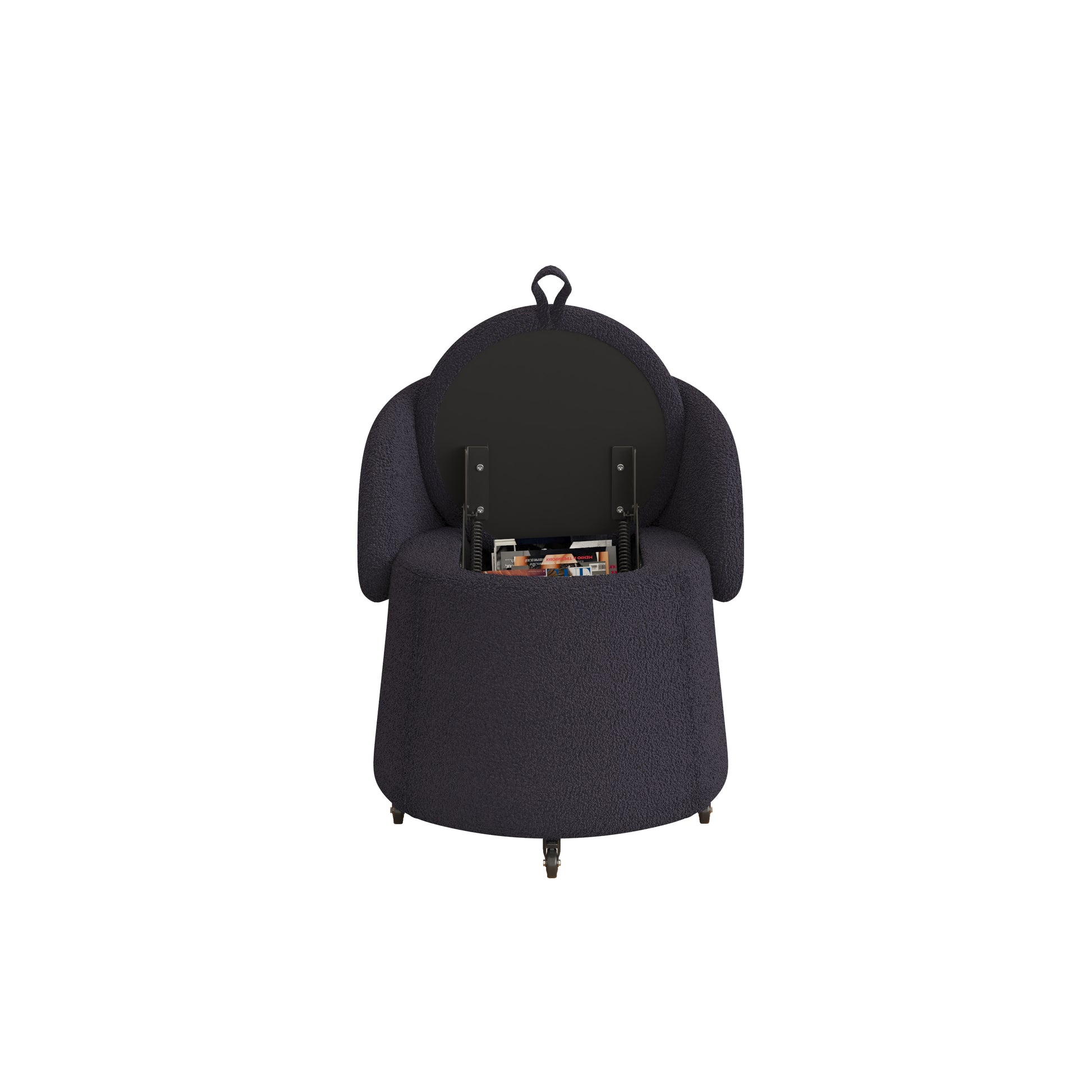 Multi Functional Stool Can Be Moved For Storage,Teddy Fleece Bedroom And Living Room Gray Polyester Blend