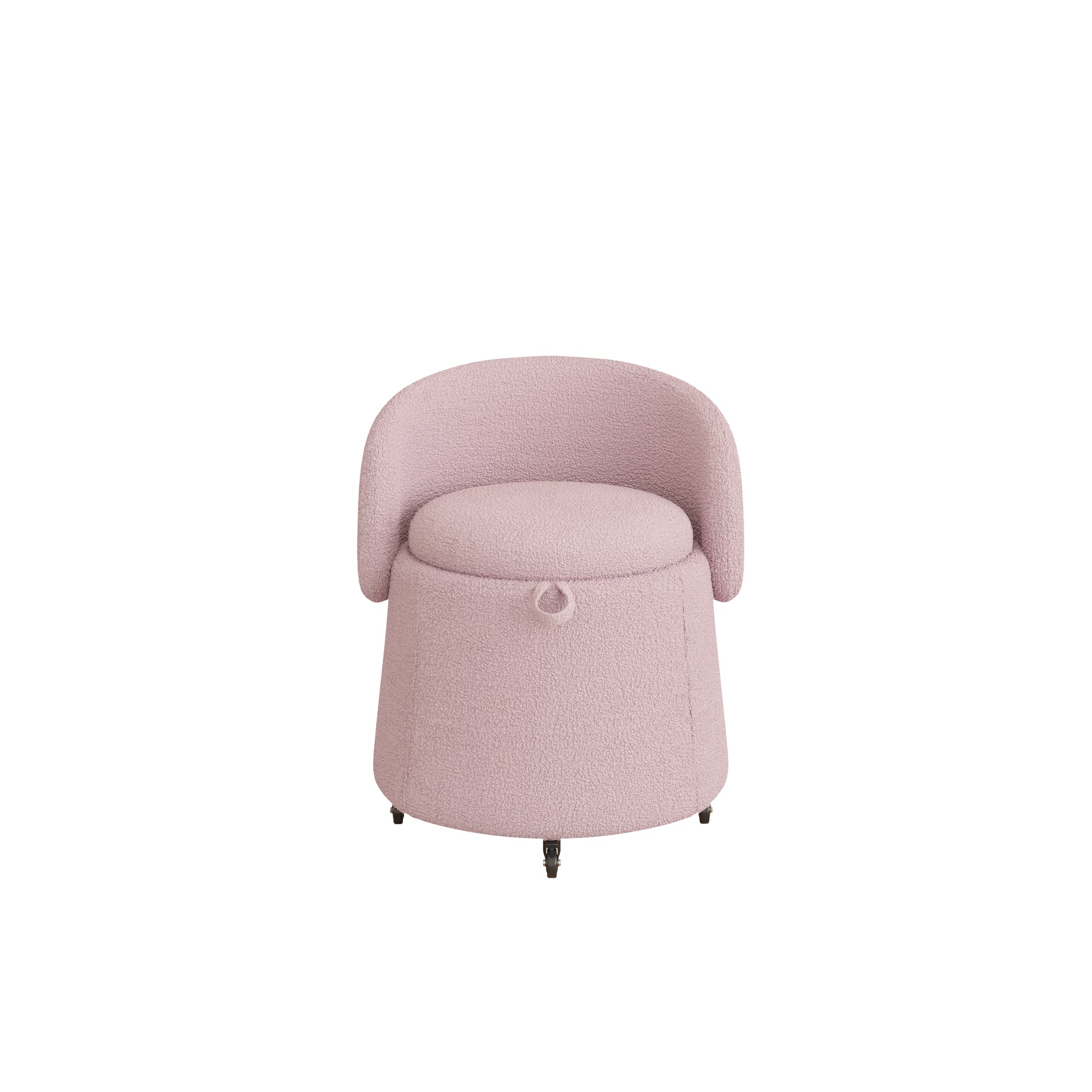 Multi Functional Stool 23 Inches Movable Storage, Pink Teddy Fleece Everywhere In The Bedroom And Living Room Pink Teddy Polyester Blend