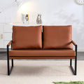 Pu Leather Armchair Metal Frame Cushion Armchair, Cushion Backrest, Living Room Sofa 1 Double Sofa 2 Single Sofa Brown Pu Leather Metal Frame Foam Sf 008 Brown Foam Pu 4 Seat