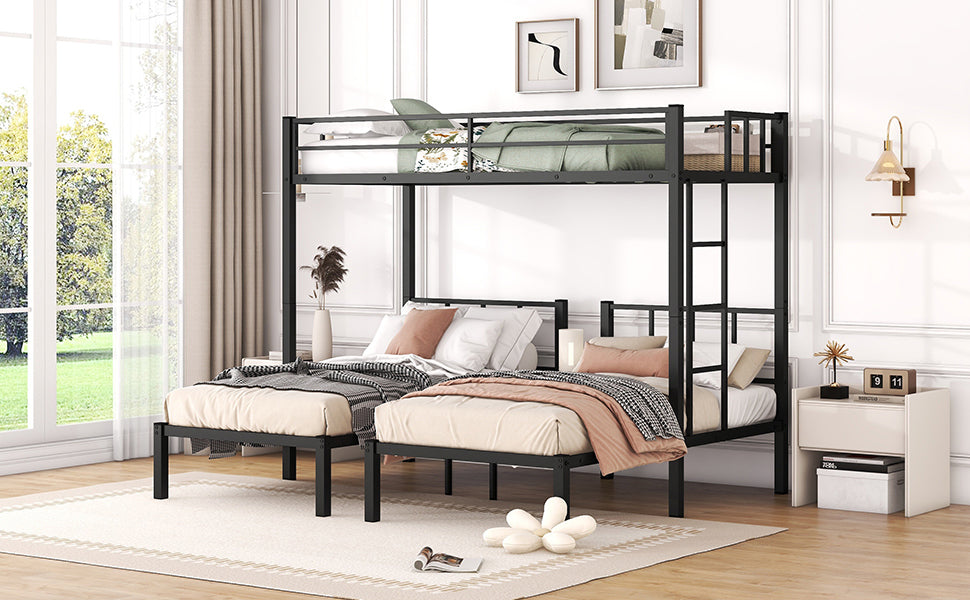 Twin Over Twin & Twin Bunk Beds For 3, Twin Xl Over Twin & Twin Bunk Bed Metal Triple Bunk Bed, Black Pre Sale Date: February 8Th. Black Metal
