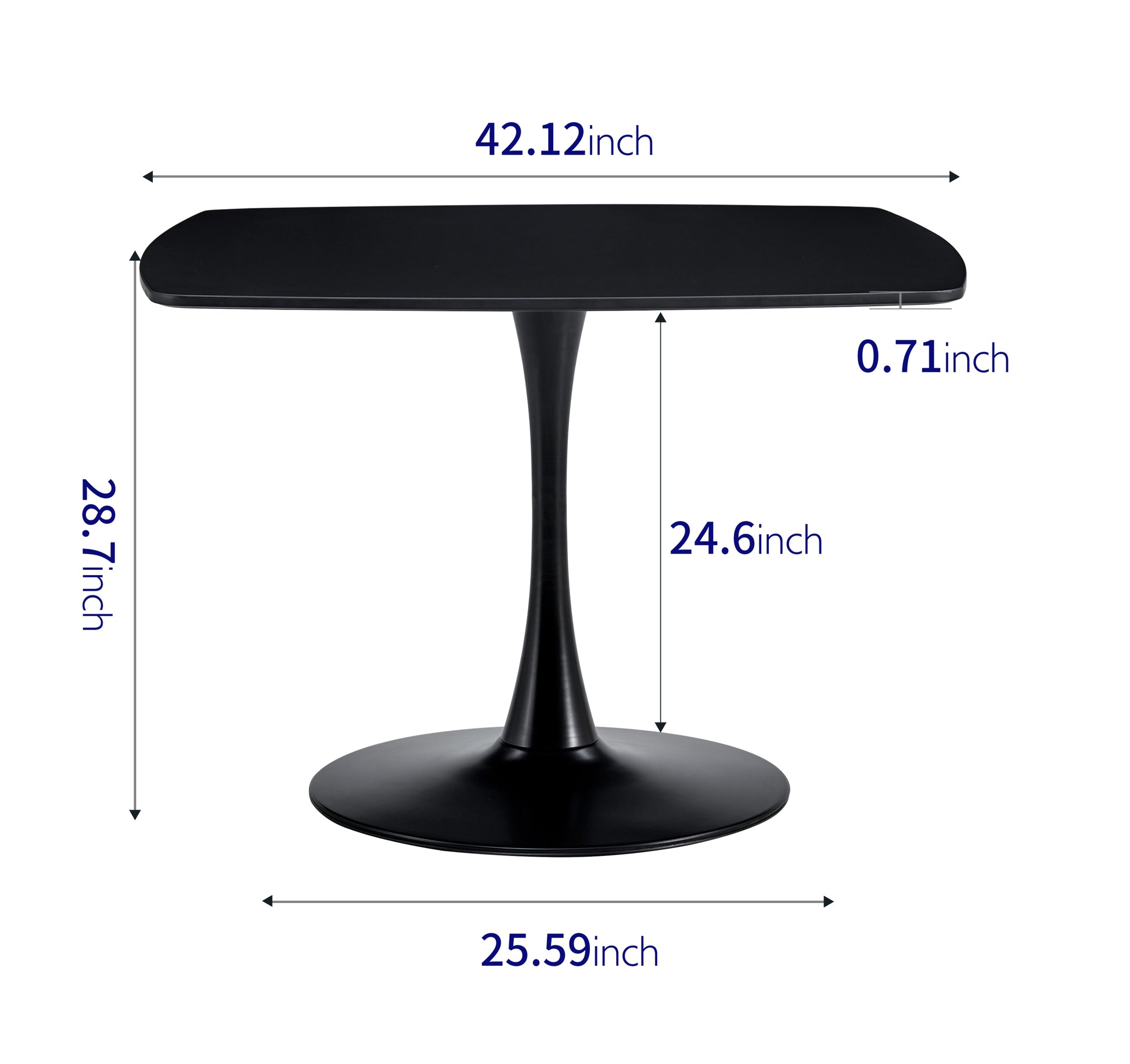 42.1"Black Table Mid Century Dining Table For 4 6 People With Round Mdf Table Top, Pedestal Dining Table, End Table Leisure Coffee Table Matte Black Kitchen & Dining Tables Mdf