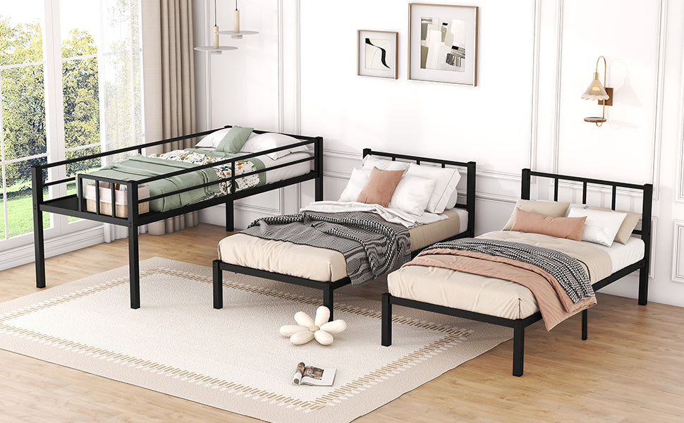 Twin Over Twin & Twin Bunk Beds For 3, Twin Xl Over Twin & Twin Bunk Bed Metal Triple Bunk Bed, Black Pre Sale Date: February 8Th. Black Metal
