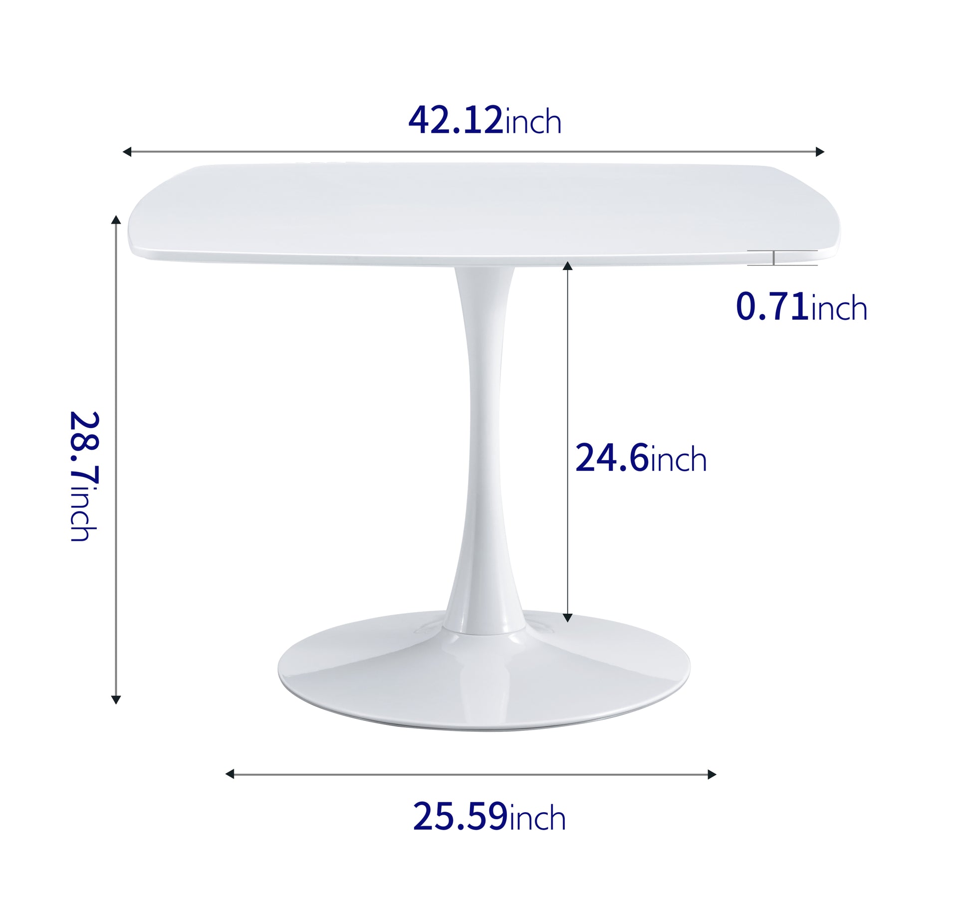 42.1"White Table Mid Century Dining Table For 4 6 People With Round Mdf Table Top, Pedestal Dining Table, End Table Leisure Coffee Table White Kitchen & Dining Tables Mdf