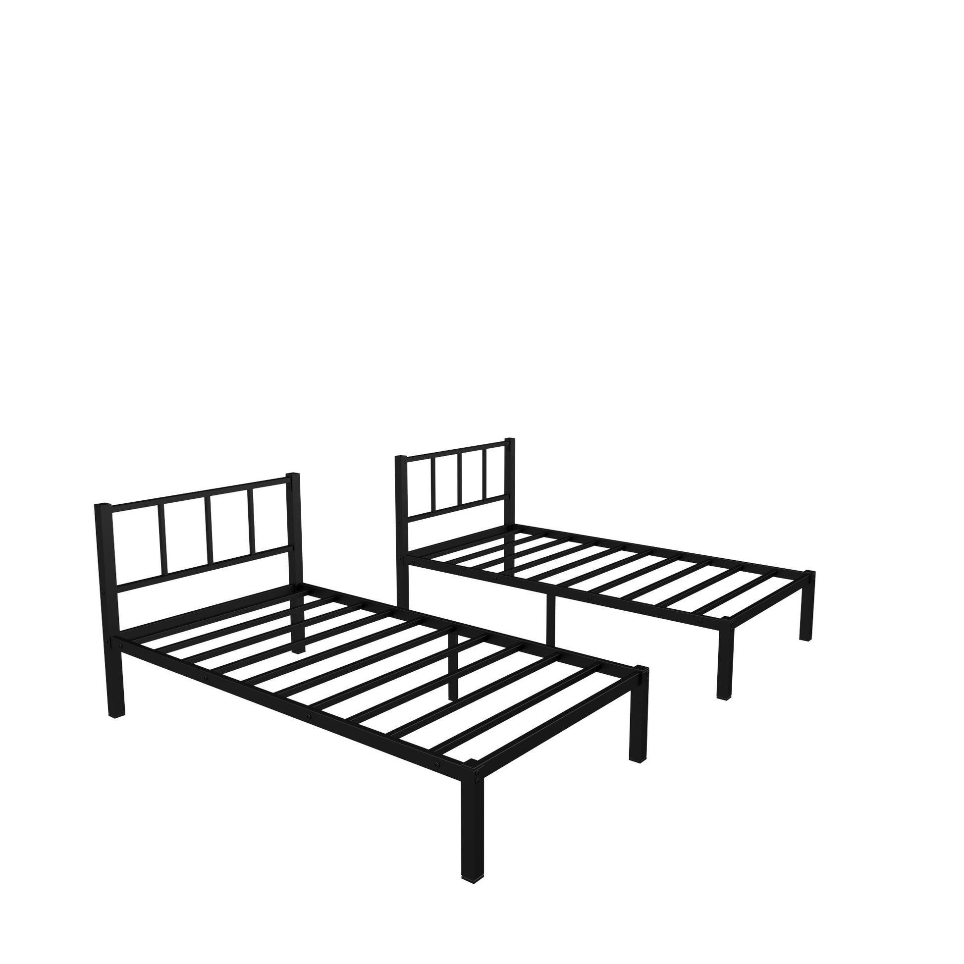 Twin Over Twin & Twin Bunk Beds For 3, Twin Xl Over Twin & Twin Bunk Bed Metal Triple Bunk Bed, Black Twin Xl Black Metal