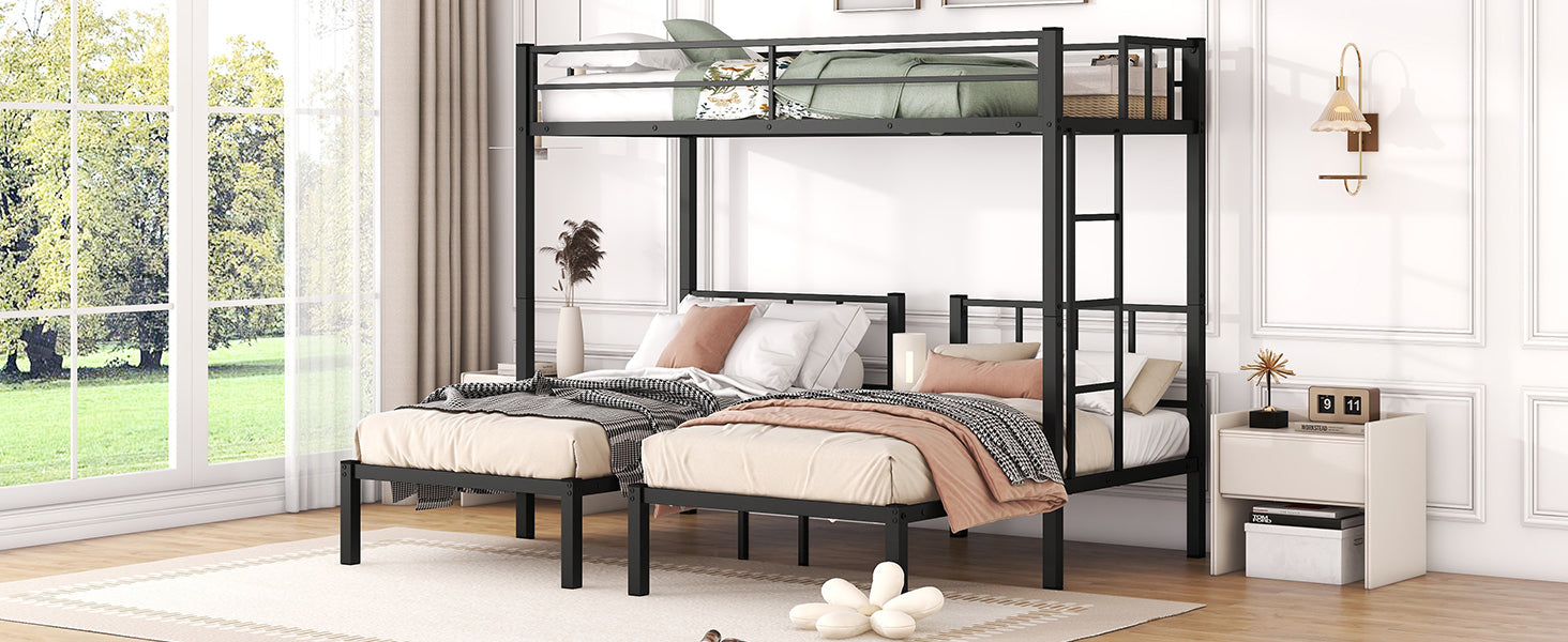 Twin Over Twin & Twin Bunk Beds For 3, Twin Xl Over Twin & Twin Bunk Bed Metal Triple Bunk Bed, Black Pre Sale Date: February 8Th. Black Metal