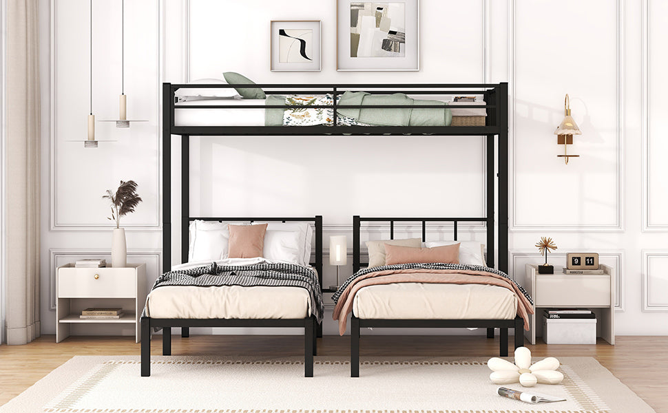 Twin Over Twin & Twin Bunk Beds For 3, Twin Xl Over Twin & Twin Bunk Bed Metal Triple Bunk Bed, Black Pre Sale Date: February 8Th. Black Metal