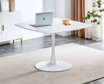 42.1"White Table Mid Century Dining Table For 4 6 People With Round Mdf Table Top, Pedestal Dining Table, End Table Leisure Coffee Table White Kitchen & Dining Tables Mdf
