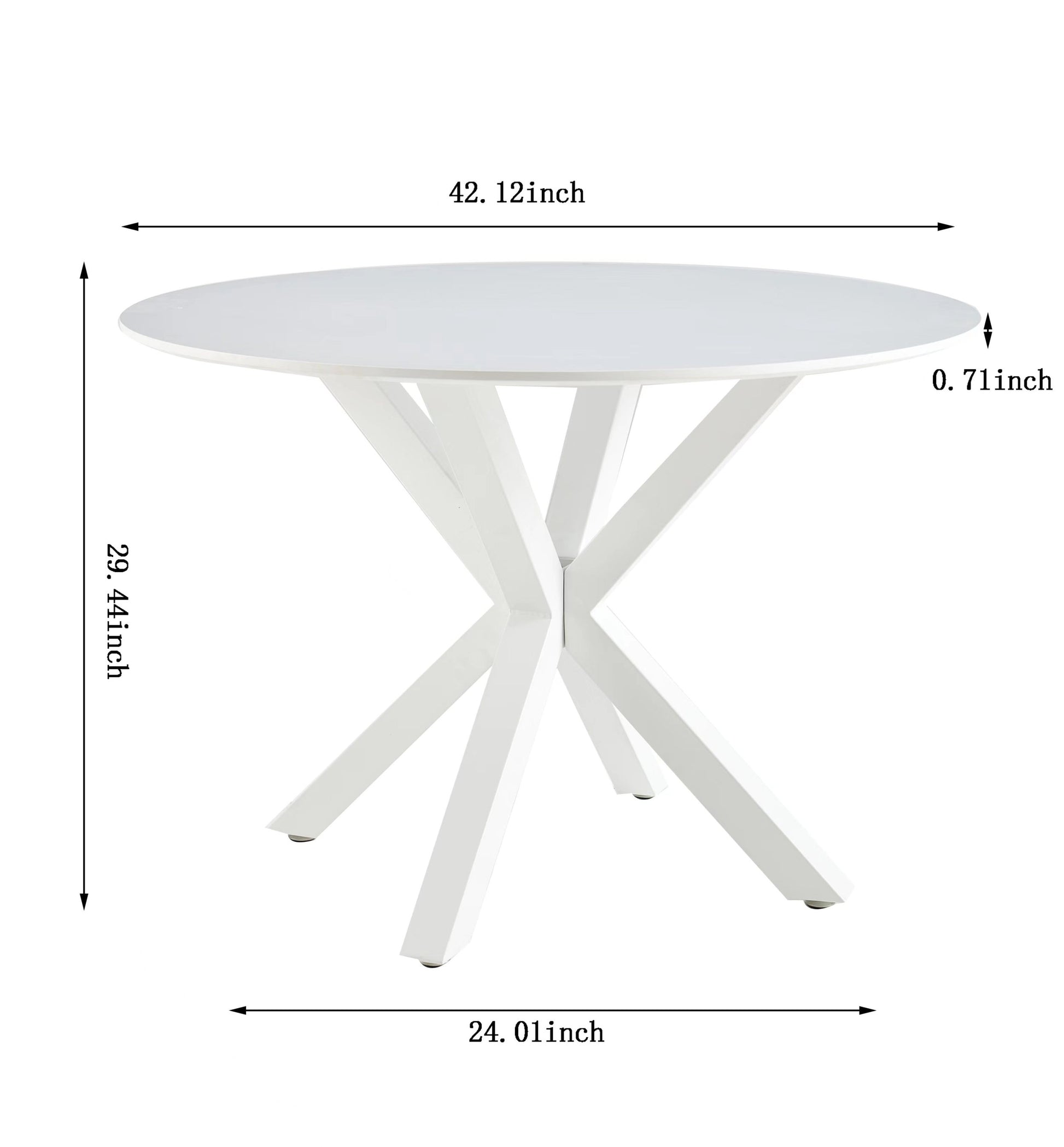 42.1"White Table Mid Century Dining Table For 4 6 People With Round Mdf Table Top, Pedestal Dining Table, End Table Leisure Coffee Table,Cross Leg White Kitchen & Dining Tables Mdf