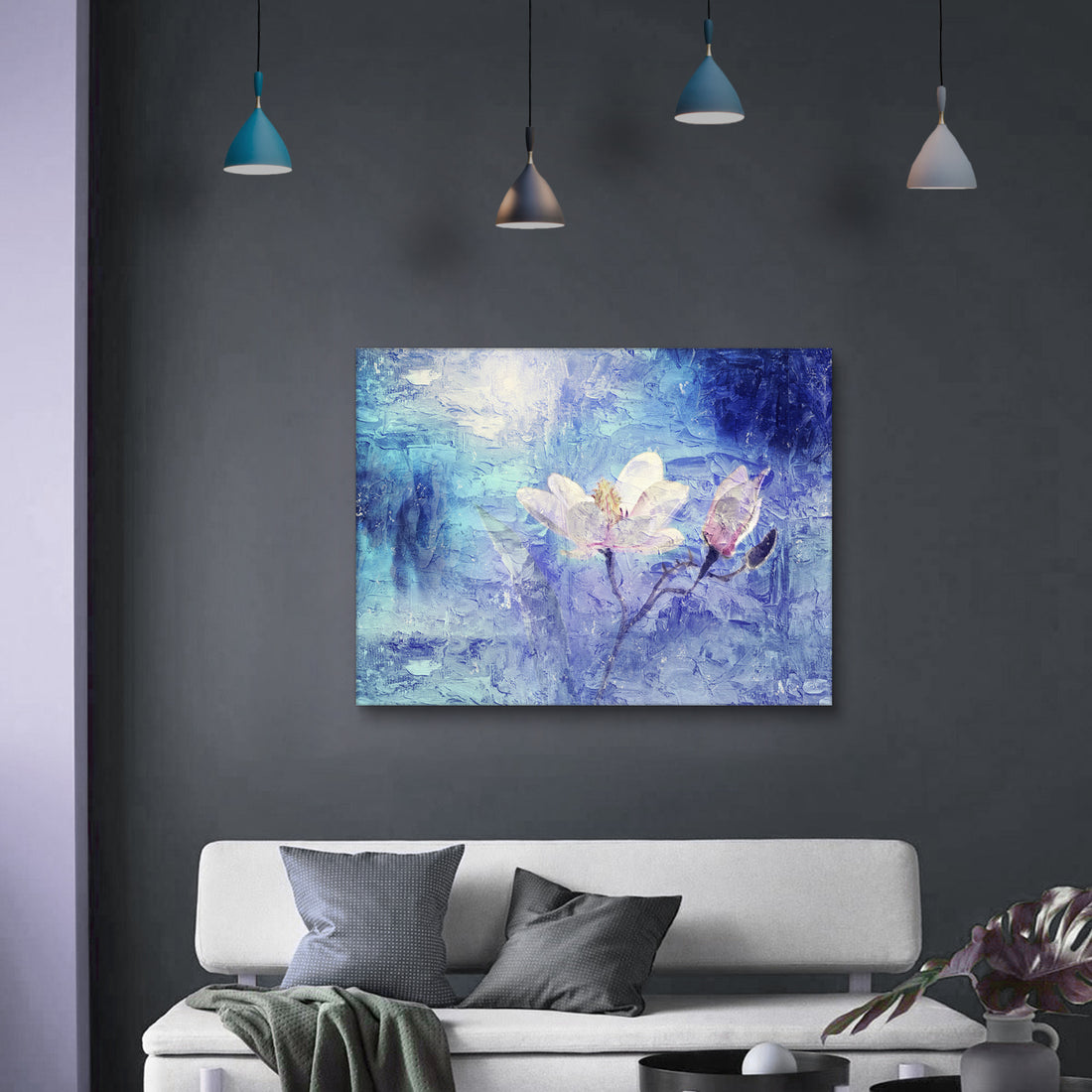 1Pcs Framed Canvas Wall Art Decor Abstract Style Painting, Impressionism Lotus Painting Decoration For Office Living Room, Bedroom Decor Ready To Hang 1812In Thickness 1.5Inch Rectangle Framed Multicolor Small 18In 24In Canvas Plants&Flowers