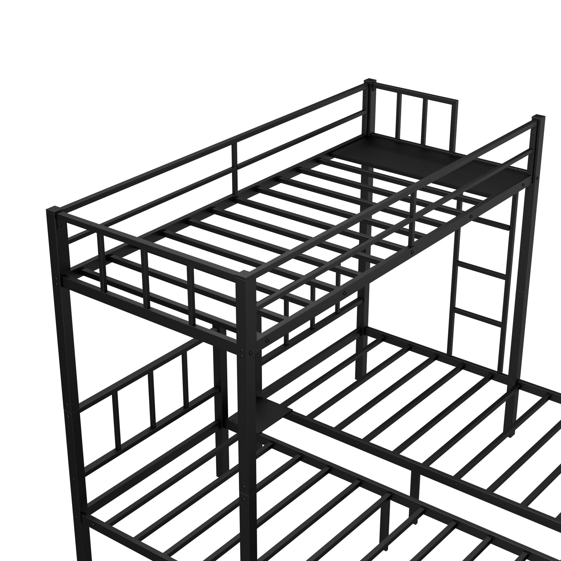 Twin Over Twin & Twin Bunk Beds For 3, Twin Xl Over Twin & Twin Bunk Bed Metal Triple Bunk Bed, Black Twin Xl Black Metal