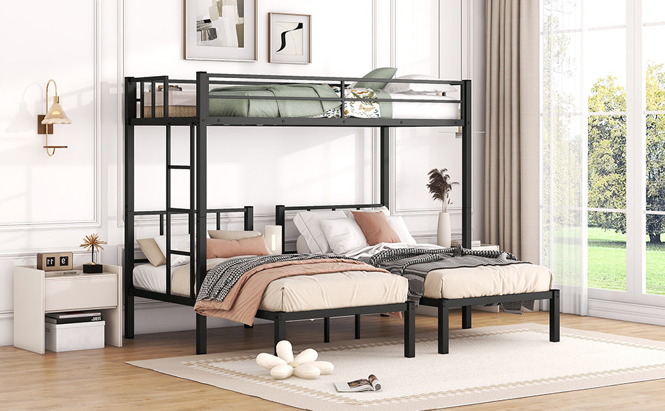 Twin Over Twin & Twin Bunk Beds For 3, Twin Xl Over Twin & Twin Bunk Bed Metal Triple Bunk Bed, Black Pre Sale Date: February 8Th. Black Metal
