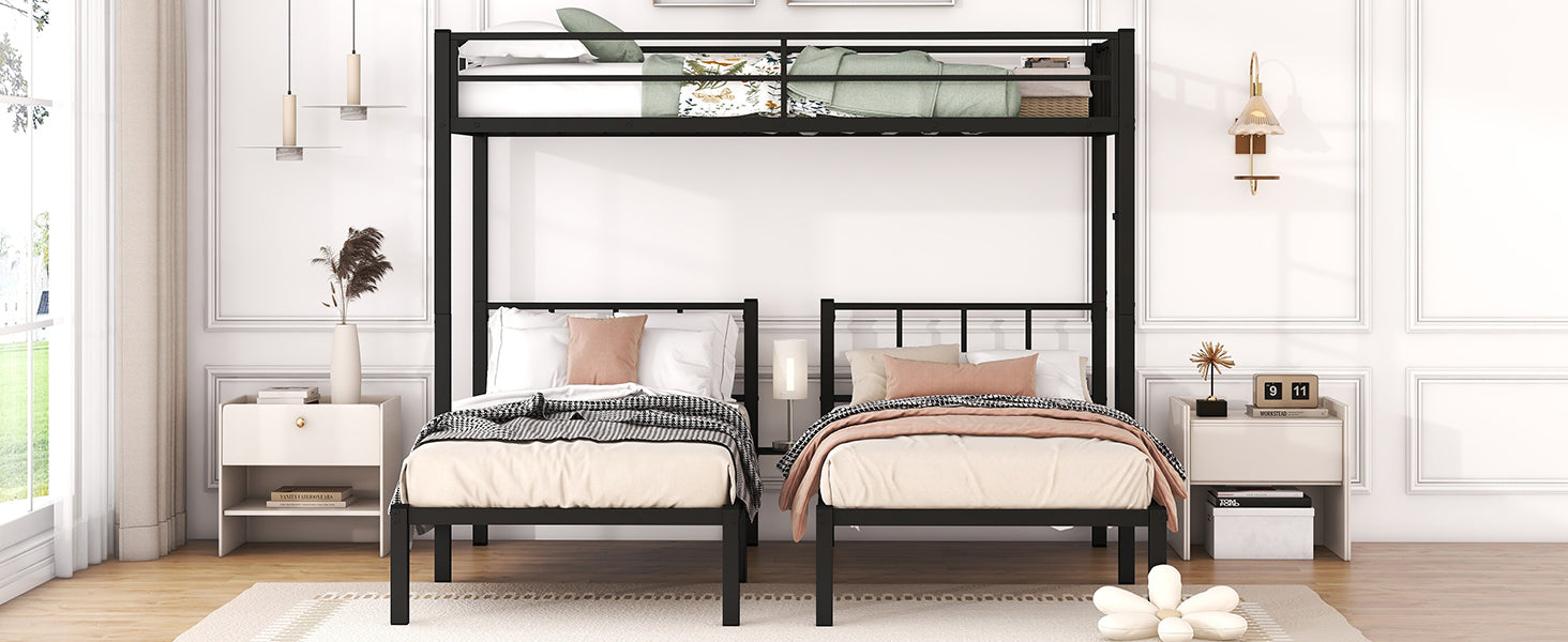 Twin Over Twin & Twin Bunk Beds For 3, Twin Xl Over Twin & Twin Bunk Bed Metal Triple Bunk Bed, Black Pre Sale Date: February 8Th. Black Metal