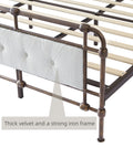 King Size High Boad Metal Bed With Soft Head And Tail, No Spring, Easy To Assemble, No Noise Box Spring Not Required King White Metal Bedroom Bed Frame Foam Velvet Metal