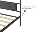 King Size High Boad Metal Bed With Soft Head And Tail, No Spring, Easy To Assemble, No Noise Box Spring Not Required King Dark Gray Metal Bedroom Bed Frame Foam Velvet Metal