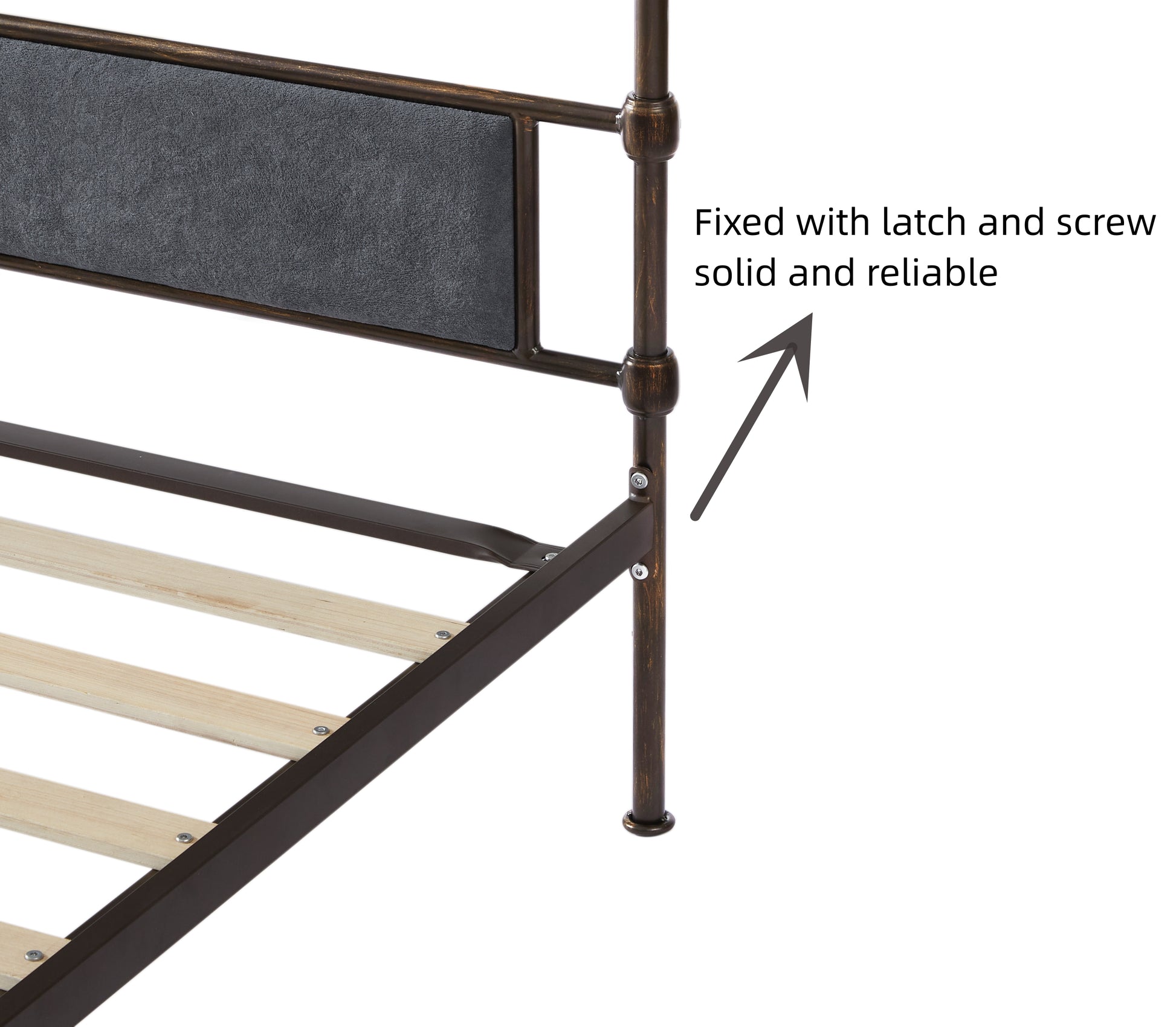 King Size High Boad Metal Bed With Soft Head And Tail, No Spring, Easy To Assemble, No Noise Box Spring Not Required King Dark Gray Metal Bedroom Bed Frame Foam Velvet Metal