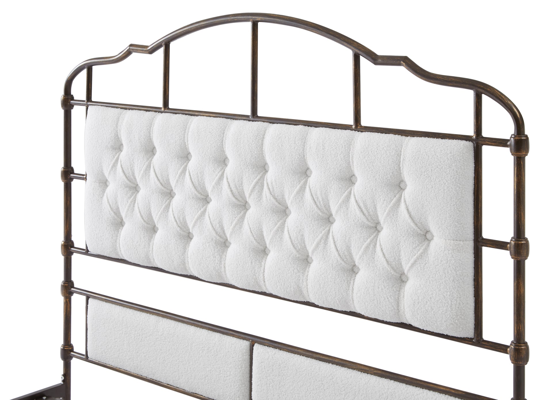 Queen Size High Boad Metal Bed With Soft Head And Tail, No Spring, Easy To Assemble, No Noise Box Spring Not Required Queen White Metal White Bedroom Bed Frame Foam Velvet Metal