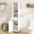 Floor Standing Cabinet With 1 Door And 1 Drawer White White Mdf