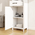 Floor Standing Cabinet With 1 Door And 1 Drawer White White Mdf