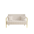 59 Inch Beige Sofa Teddy Fleece, Two Throw Pillows, Suitable For Living Room, Apartment, Home Office Beige Fabric 2 Seat