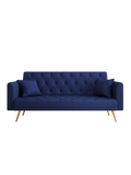 71 Inch Convertibleseat Sofa, American Retro Blue Velvet Material, Suitable For Small Living Room, Bedroom, Office Blue Velvet 2 Seat
