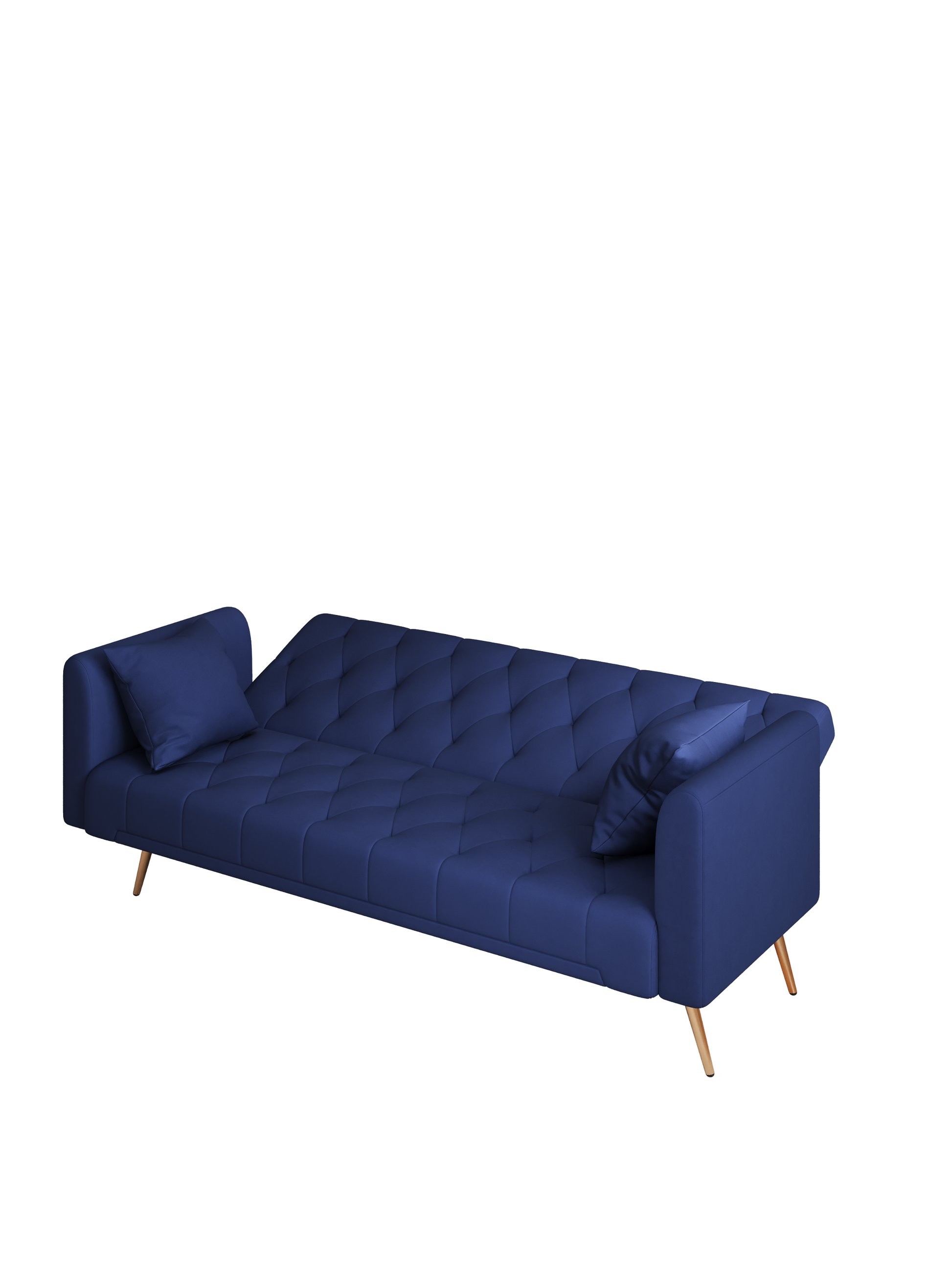 71 Inch Convertibleseat Sofa, American Retro Blue Velvet Material, Suitable For Small Living Room, Bedroom, Office Blue Velvet 2 Seat