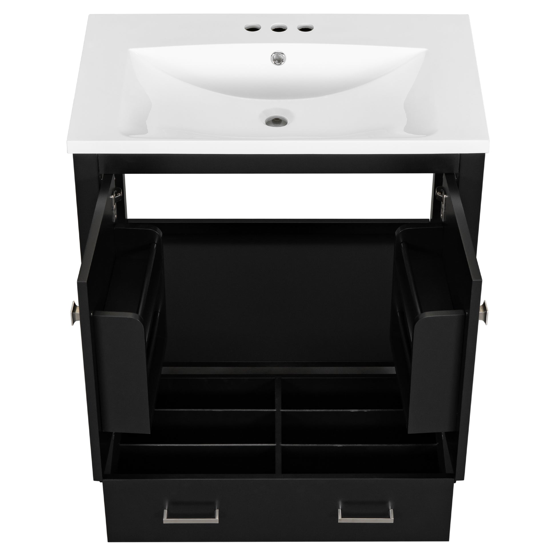 30" Black Bathroom Vanity With Single Sink, Combo Cabinet Undermount Sink, Bathroom Storage Cabinet With 2 Doors And A Drawer, Soft Closing, Multifunctional Storage, Solid Wood Frame Black Solid