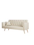 71 Inch Convertibleseat Sofa, American Retro Beige Velvet, Suitable For Small Living Room, Bedroom, Office Beige Velvet 2 Seat