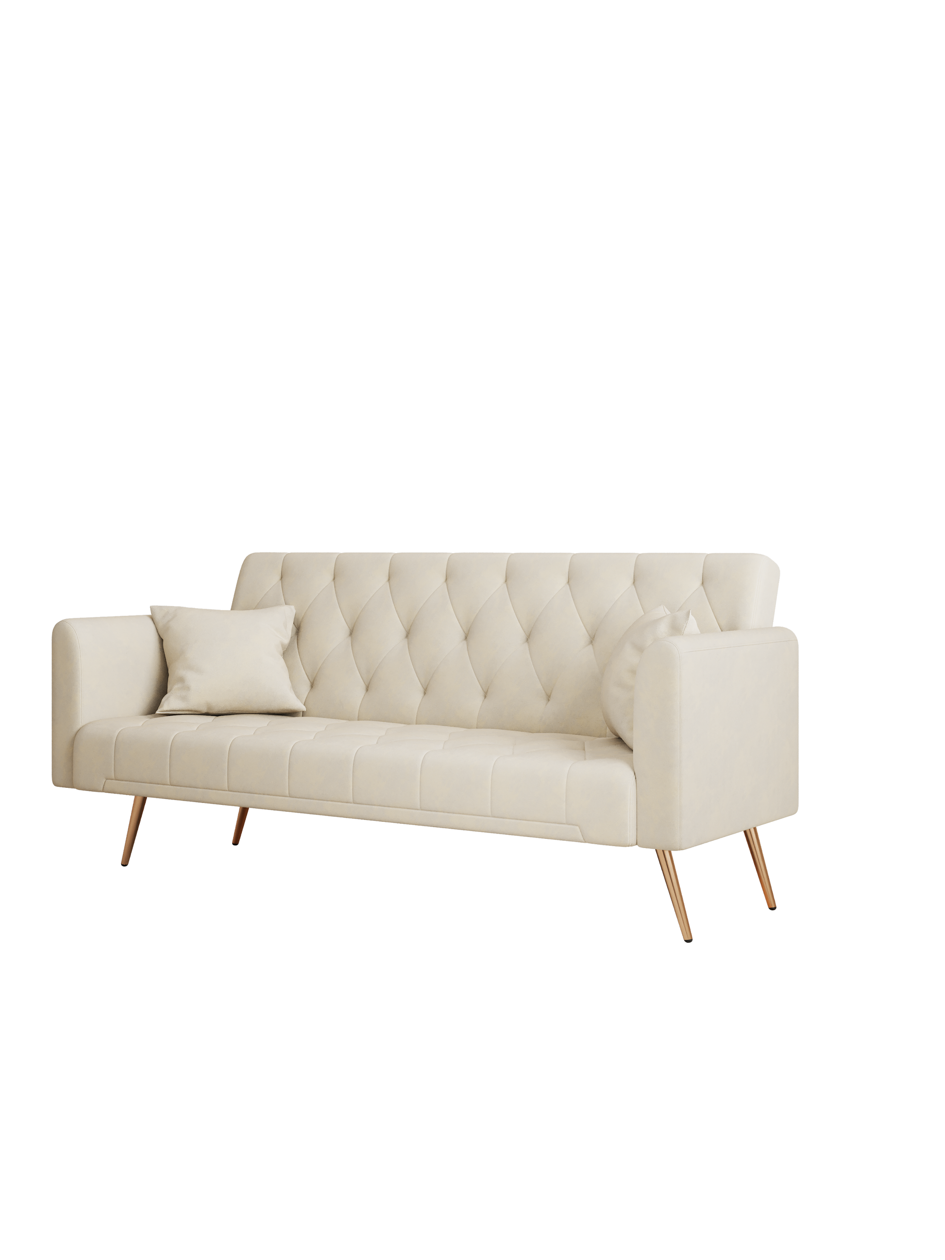 71 Inch Convertibleseat Sofa, American Retro Beige Velvet, Suitable For Small Living Room, Bedroom, Office Beige Velvet 2 Seat