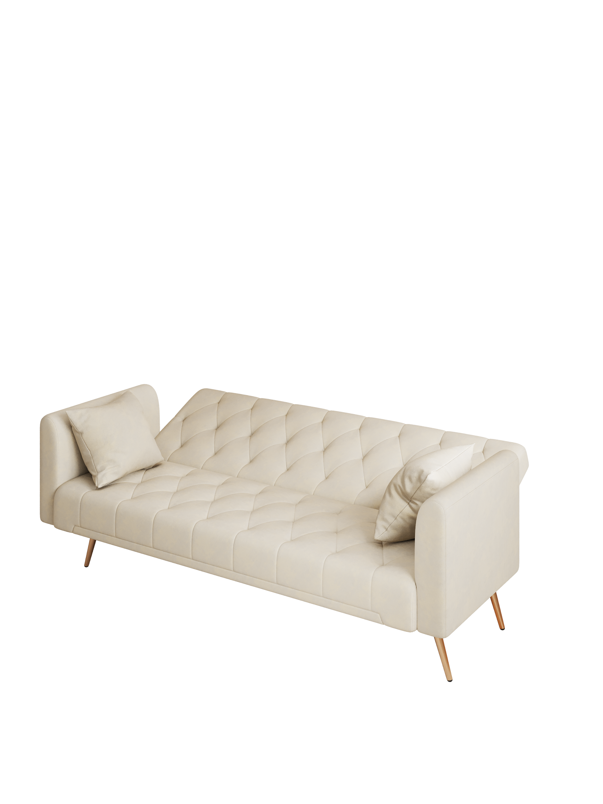 71 Inch Convertibleseat Sofa, American Retro Beige Velvet, Suitable For Small Living Room, Bedroom, Office Beige Velvet 2 Seat