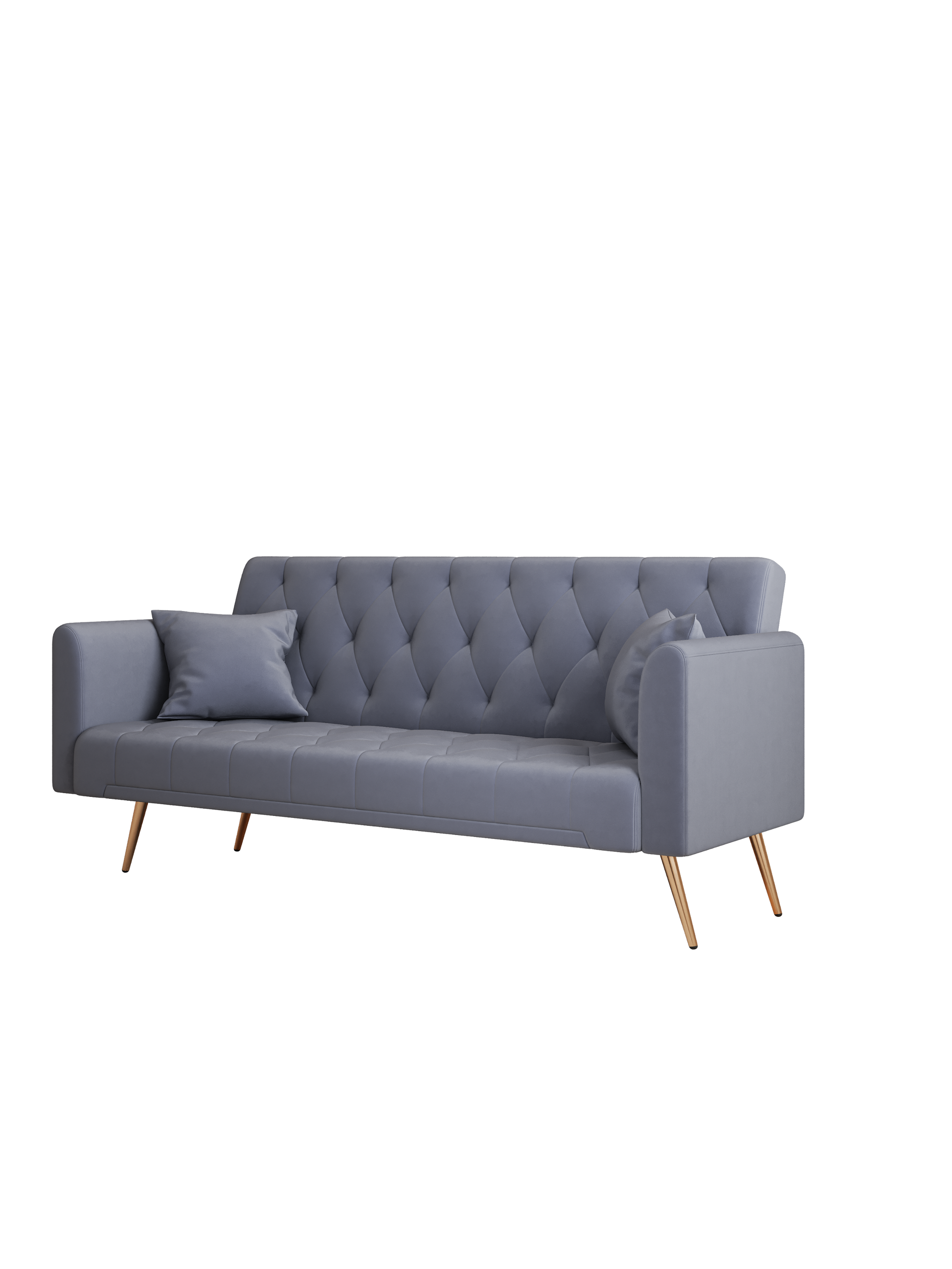 71 Inch Convertibleseat Sofa, American Vintage Grey Velvet Material, Suitable For Small Living Room, Bedroom, Office Gray Velvet 2 Seat
