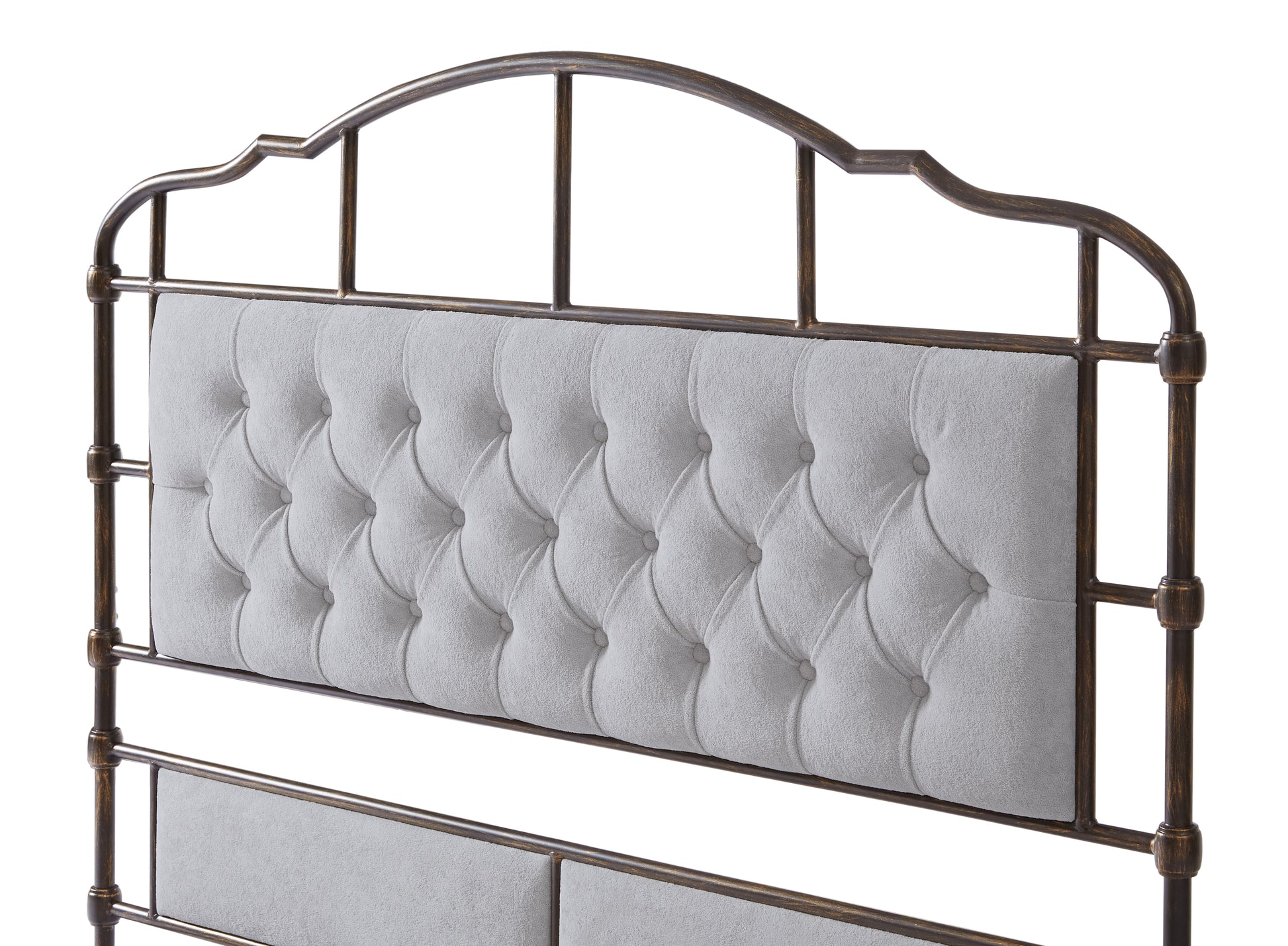 Queen Size High Boad Metal Bed With Soft Head And Tail, No Spring, Easy To Assemble, No Noise Box Spring Not Required Queen Grey Metal Bedroom Bed Frame Foam Velvet Metal