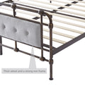 Queen Size High Boad Metal Bed With Soft Head And Tail, No Spring, Easy To Assemble, No Noise Box Spring Not Required Queen Grey Metal Bedroom Bed Frame Foam Velvet Metal