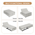 4 In 1 Sofa Bed, Chair Bed, Multi Function Folding Ottoman Bed With Storage Pocket And Usb Port For Small Room Apartment,Living Room,Bedroom,Hallway,White White Primary Living Space Linen