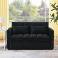 Sleeper Sofa, Convertible Sofa, Recliner, Bed, 3 In 1, 3 Position Adjustable Backrest, 2 Seater Sectional, Two Side Pockets, 2 Pillows For Living Room, Apartment, Etc., Velvet Black 54
