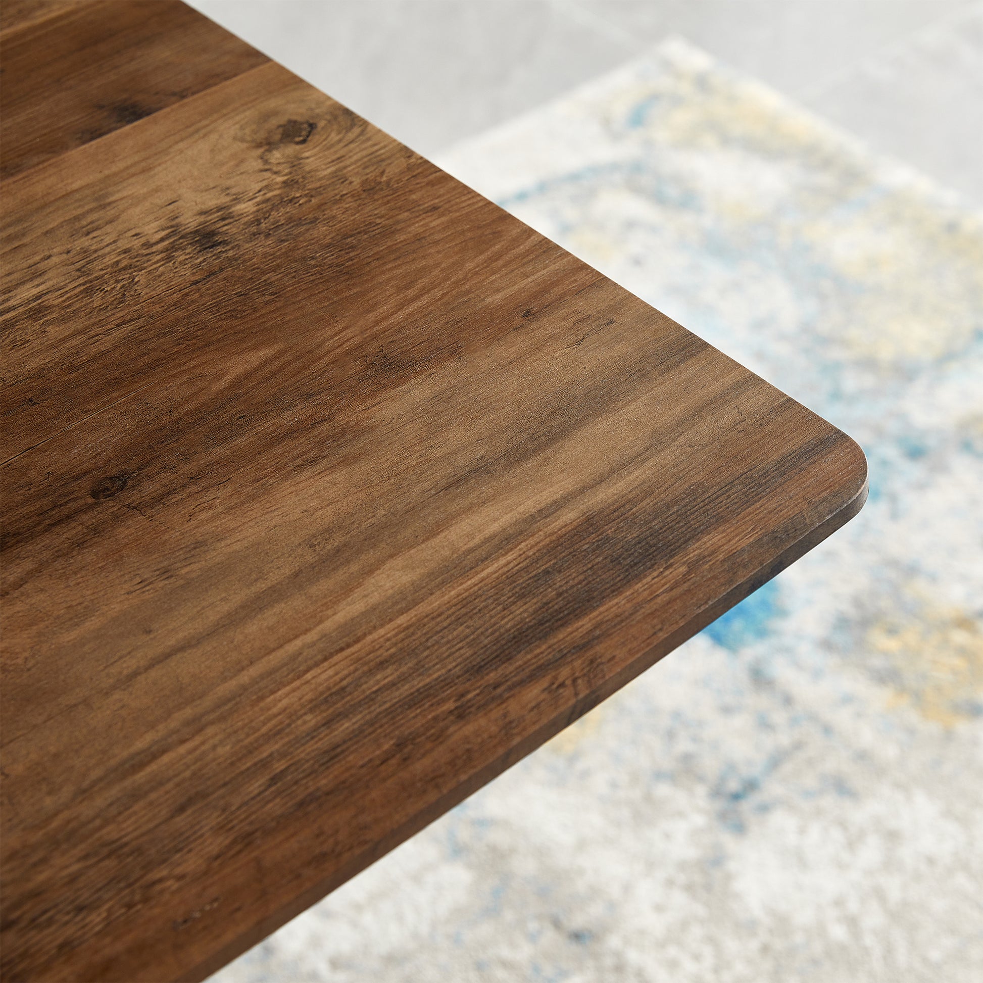 Modern Minimalist Style Dining Table Mdf Wooden Top Black Metal Shelf Metal Heat Transfer Legs Leveling Feet For Dining Room Kitchen Office Table Walnut Black Mdf