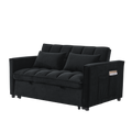 Sleeper Sofa, Convertible Sofa, Recliner, Bed, 3 In 1, 3 Position Adjustable Backrest, 2 Seater Sectional, Two Side Pockets, 2 Pillows For Living Room, Apartment, Etc., Velvet Black 54