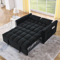 Sleeper Sofa, Convertible Sofa, Recliner, Bed, 3 In 1, 3 Position Adjustable Backrest, 2 Seater Sectional, Two Side Pockets, 2 Pillows For Living Room, Apartment, Etc., Velvet Black 54