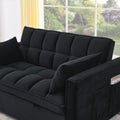Sleeper Sofa, Convertible Sofa, Recliner, Bed, 3 In 1, 3 Position Adjustable Backrest, 2 Seater Sectional, Two Side Pockets, 2 Pillows For Living Room, Apartment, Etc., Velvet Black 54