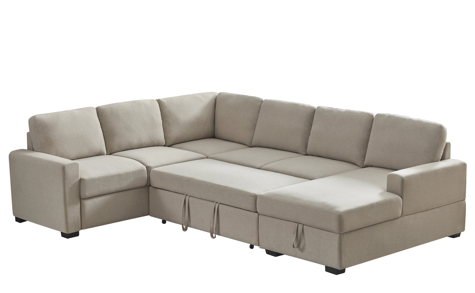 Ketterman 4 Piece Upholstered Sectional Beige Foam Linen