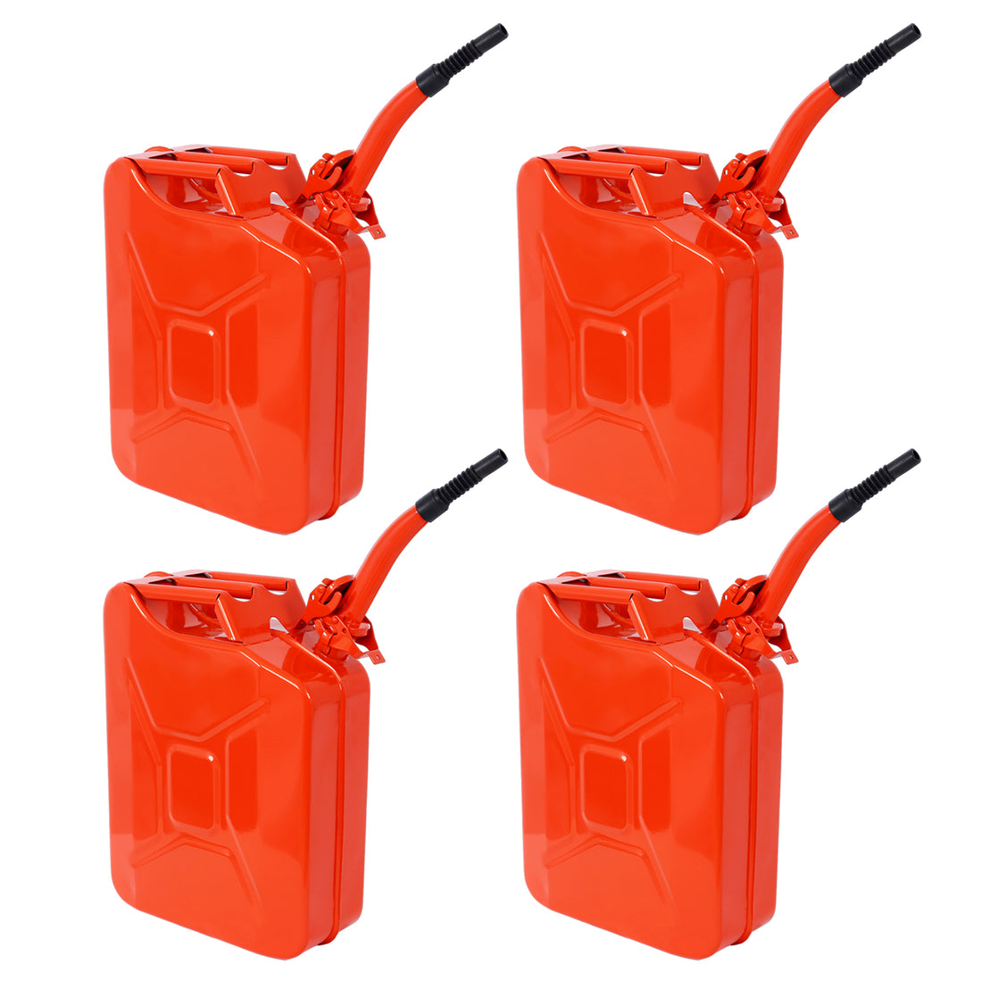 20 Liter 5 Gallon Jerry Fuel Can With Flexible Spout, Portable Jerry Cans Fuel Tank Steel Fuel Can, Fuels Gasoline Cars, Trucks, Equipment,Red 4Pcs Set Red Steel