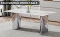 Modern Minimalist Dining Table. The White Imitation Marble Glass Desktop Is Equipped With Silver Metal Legs. Suitable For Restaurants And Living Rooms 71