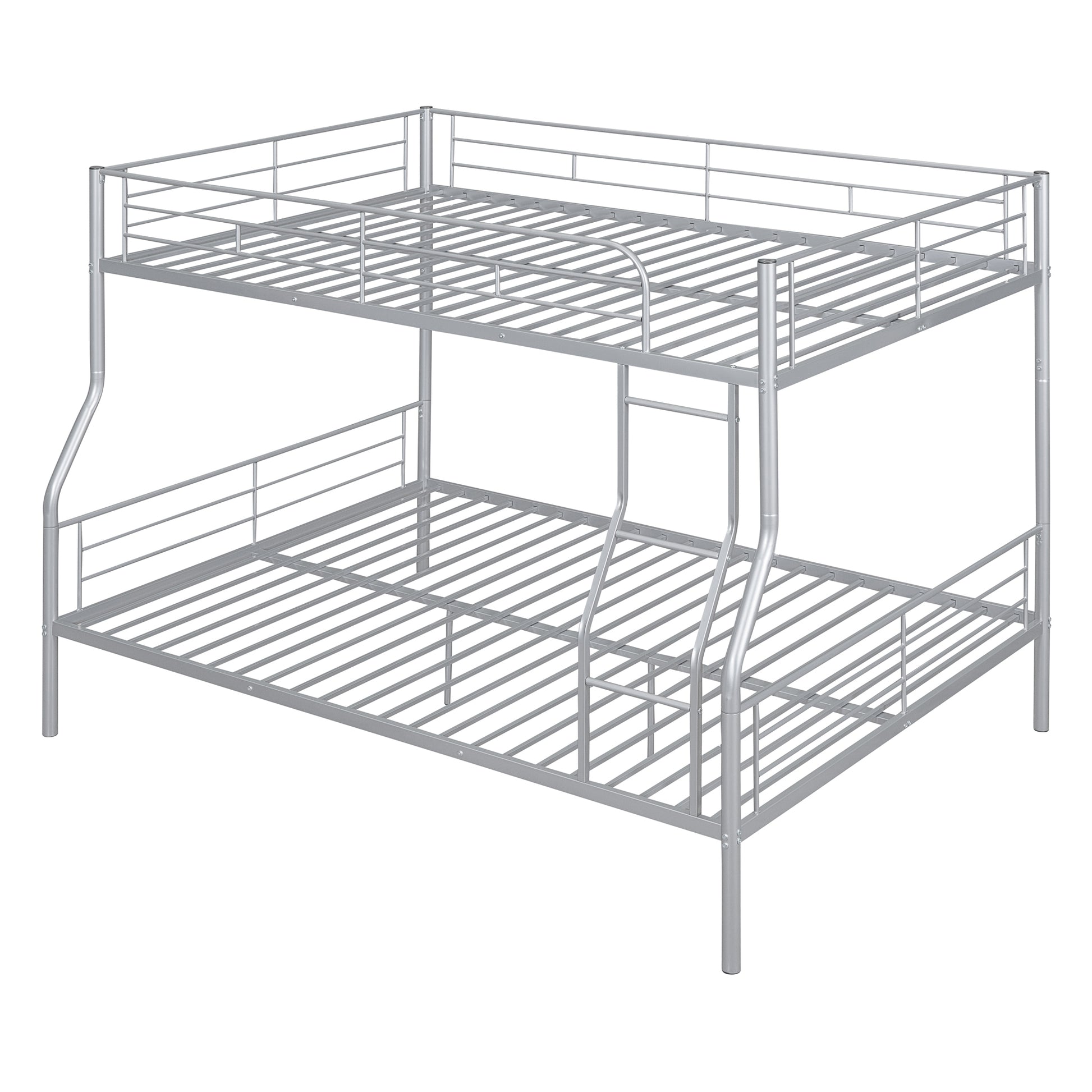 Full Xl Over Queen Metal Bunk Bed, Sliver Silver Iron