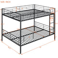 Full Over Full Metal Bunk Bed, Black Black Iron